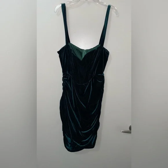 green emerald velvet dress Tera Velvet Long Sleeve Corset Mini Dress in Emerald Green main image 0